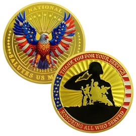 ASmileIndeep 1 Pcs Military Challenge Coins - Thank You for Your Service Bulk Veterans Challenge Coin