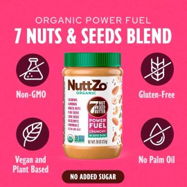 NuttZo Organic Power Fuel Crunchy 7 Nuts & Seeds Butter, Paleo Friendly | Peanut