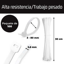 12" White Zip Cable Ties (100 Pack), 40lbs Tensile Strength, Heavy Duty, Self-Locking Premium Nylon Cable Wire Ties for Indoor and Outdoor by Bolt Dropper (White)