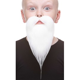Mustaches Self Adhesive Philosopher Fake Beard for Kids, Novelty, Small False Facial Hair, Costume Accessory for Children, White Color