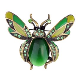 Alilang Peridot Green Crystal Rhinestone Ladybug Fly Insect Fashion Jewelry Brooch Pin