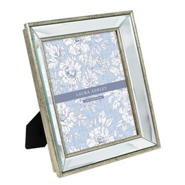 Laura Ashley 8x10 Silver Beveled Mirror Picture Frame, Classic Mirrored Frame with Deep Slanted Angle, Wall-Mountable, Made for Tabletop Display, Photo Gallery and Wall Art, (8x10, Silver)