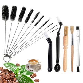 Coffee Brush Barista Brush, Pack of 15 Coffee Cleaning Brush, Small Cleaning Brush for Fully Automatic Coffee Machines, Straw Brush Set and Wooden Handle Coffee Brush for Cleaning Devices for Coffee
