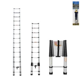 Telescoping Ladder,4.4M Telescopic Ladder Aluminium Portable Multi-Purpose Extension 330lbs /150 kg Capacity Max Load for Indoor Outdoor