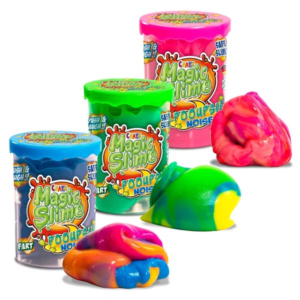 Craze Magic Slime POOPSIE Noise - Kit Slime Complet Bruit de Pets - 3X boîtes de Slime Enfants 100 g - Pate a Prout, Slime déjà Fait