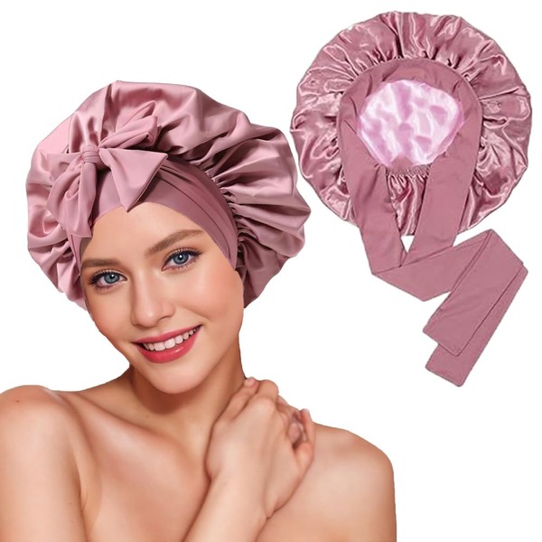 Silk Bonnet for Women Sleeping Hair with 2 Elastic Tie