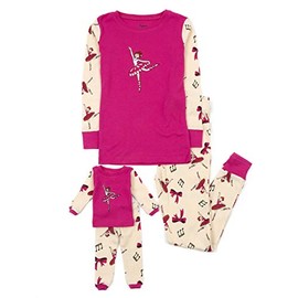Leveret Matching Doll & Girls Pajamas 100% Cotton Ballerina New (Size 8 Years)