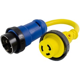 Conntek Marine Shore Pigtail Adapter Cord 50 Amp 125/250 Volt Shore Male Plug to 30 Amp 125 Volt Shore Female Connector, Black