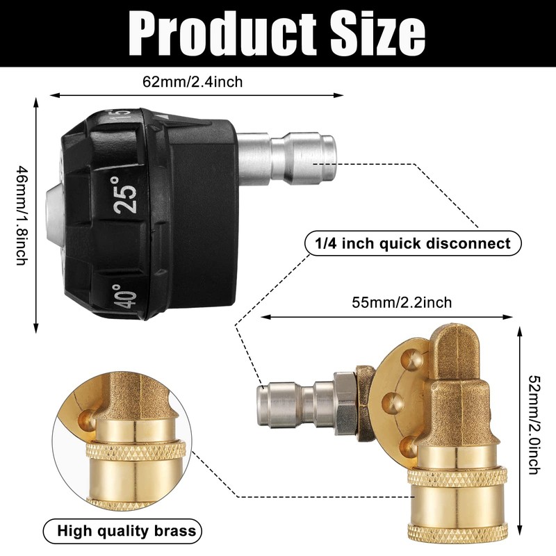 Tondiamo 2 Pcs Pressure Washer Nozzle and Pivoting Coupler Kit