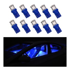 povtii 10PCS Car LED Light Bulb, Super Bright T10 5050 LED Auto Interior Light Bulb, Led Bulb Replacement for Dashboard Dome Map Door License Plate Lights, Lighting Car Accessories (Blue)