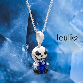 Jeulia Hug Me Love Confession Skull Heart Cut Sterling Silver Necklace for Women Wife Girlfriend Engagement Wedding Anniversary or Birthday Christmas With Jewelry Box, Sterling Silver, jeulia stone