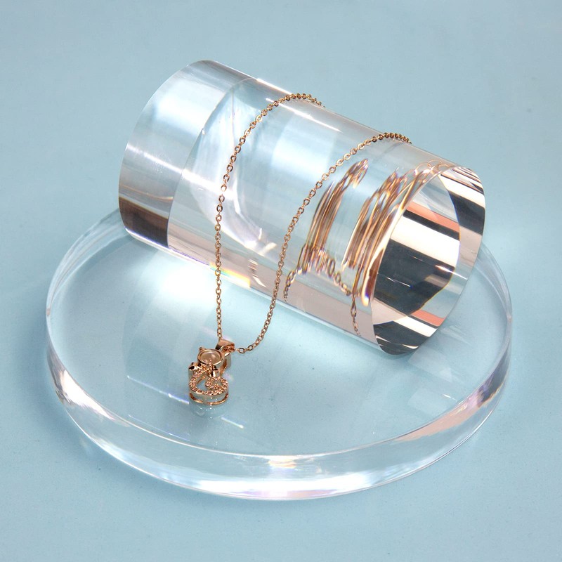 KCGANI Clear Polished Acrylic Cube Cylinder Round Photo Props, Transparent