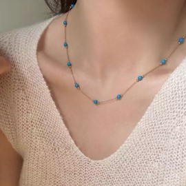 Turquoise Necklaces for Women Western Beaded Choker Boho Necklace Beach Summer Gold Turquoise Jewelry Gifts