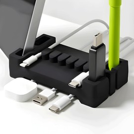 CordBrick DeskBrick by 1 paq Organizador de Cables con Peso, Soporte para teléfono de Escritorio, Organizador de Escritorio para el hogar, Oficina, Regalo para Hombres y Adultos, Color Negro
