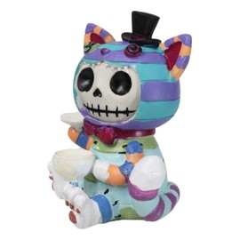 Ebros Gift Furry Bones Whimsical Wonderland Cheshire Cat Alice Magic Decorative Figurine 3" Tall Voodoo Skeleton Furrybones Ossuary Macabre Collectible