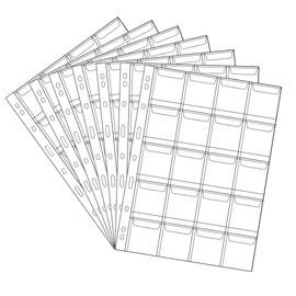 TSLRSA 7 Pieces Coin Collection Page, Coin Holder Glove Holder Stamp Bag Plastic Stamps Currency Protection Coin Collection Accessories (20 Compartments)