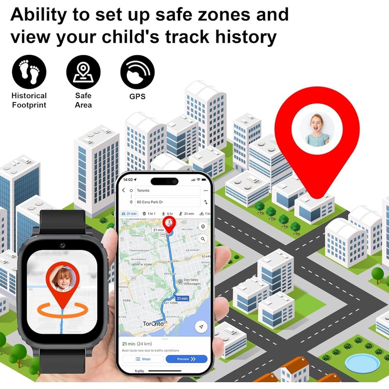 Moikmlih GPS Smartwatch Kinder mit SOS
