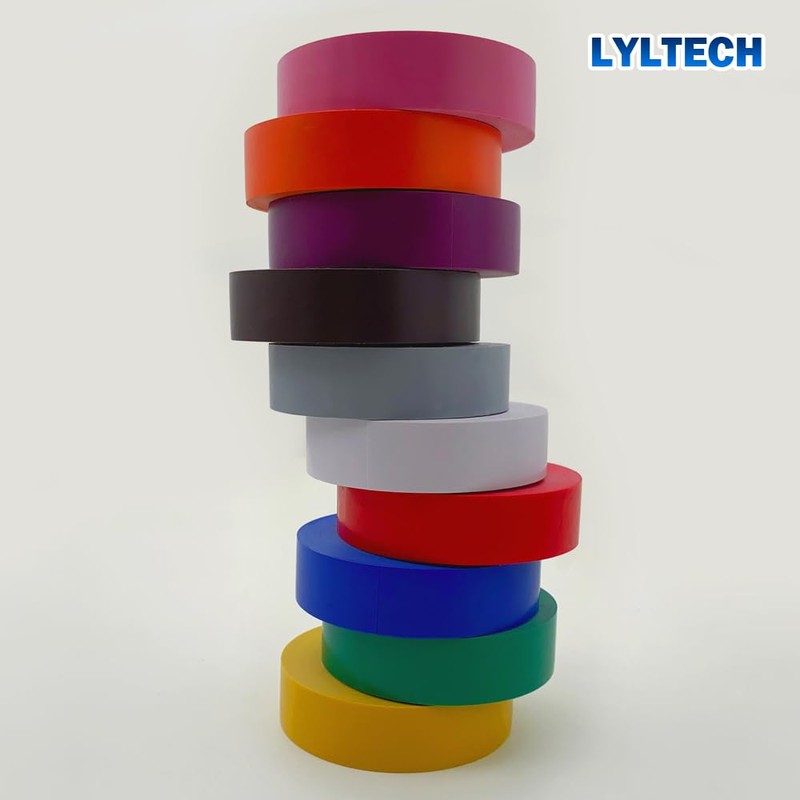 LYLTECH Electrical Tape Matte Rainbow 10 Colors Pack 3/4-Inch by
