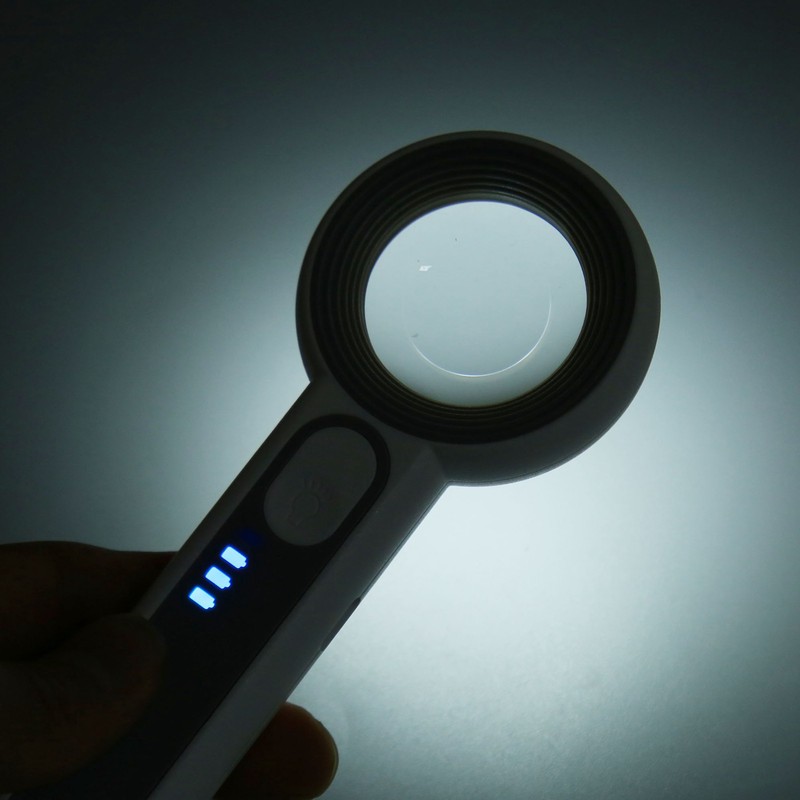 Handheld Magnifying Glass 5x Rechargeable Touch Control LED Light Handheld