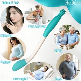 Bottom Buddy Wiping Aid*2,Upgraded Butt Wiper Tool for Women,15.75in Long Aids for Toileting for Fat People,Elderly,Disabled,Pregnant,Two Drawstring Pocket,Self-AdhesiveHooks,Firm Grip On Tissues