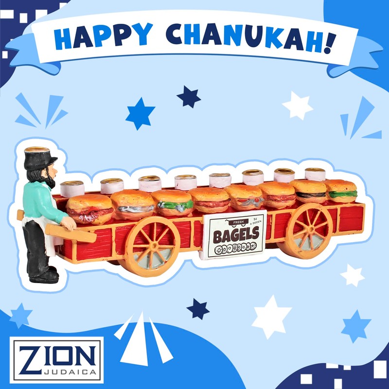Zion Judaica Bagels and Lox Menorah - Merchant and Sandwiches