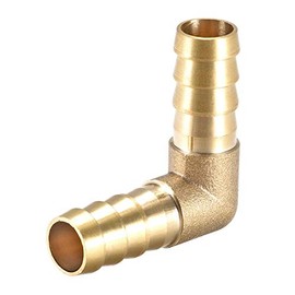 sourcing map 12 mm Barbed Brass Hose 90° Angle Pipe Connector Coupler Hose Adapter