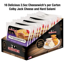 Cheesewich Protein Snacks - Colby Jack & Hard Salami Slices, Pack of 16, 2.5 ...