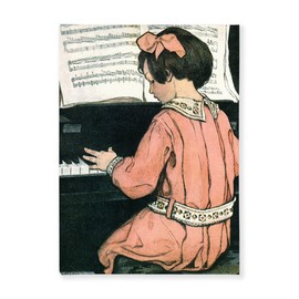 CafePress Vintage Child Playing The Piano Hard Cover Journal Notebook, Personal Diary