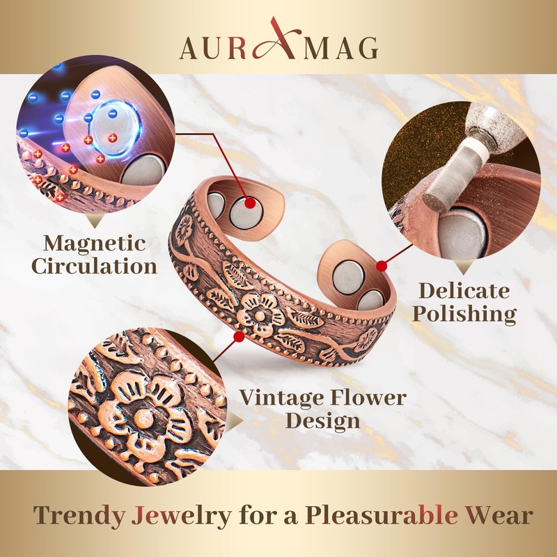 Copper Rings for Women, Thumb Rings 99.99% Pure Copper Magnetic