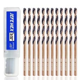 3/32 Inch HSS Jobber Length Twist Drill Bits, 135 Degree Split Point, Ideal for Drilling on Steel, Copper, Wood, Plastics, Aluminum, Zinc Alloy. Drill bits for Industry, MRO and DIY Use. (Pack of 12)