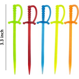 ODDIER 100PCS 3.3 Inch Plastic Sword Toothpicks Picks for Appetizers, Fruit Fork 100
