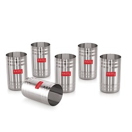 HAZEL Stainless Steel Glass Tumblers for Drinking | Unbreakable Steel Pint Cups, Set of 6, 15.21 FL.OZ.