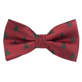 Alizeal Mens Maroon Background with Cedar Pattern Pre-tied Christmas Party Bow Tie, 016
