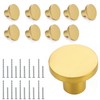 PACIOCEAN 10 Pack Round Dresser Knobs Gold Cabinet Knobs(1.18" Diameter),Solid