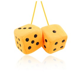 Stylish Fuzzy Dice for Car Hanging Ornament,Funny Plush Dice Rear View Mirror Accessories,Car Accessories Interior Cute Mirror Hanging Accessories (Yellow)