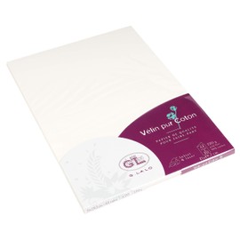 G.Lalo 48800L - Pack of 20 Sheets of Writing Paper DIN A4 21 x 29.7 cm 220 g, Pure Velin Cotton Smooth and Silky, Ideal for Greeting Cards, Menus and Invitations, Premium Quality, Cream White, 1 Pack