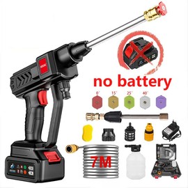 Cordless Pressure Washer, Foam Cannon Car Wash Tools, High Pressure Car Cleaning Tool, Wireless Rechargeable Washing Machine for Car Floor Washing Watering:_No battery