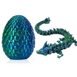 3D Dragon Egg Articulating Gemstone Crystal Dragon Figurine Flexible Joints Home Decor Executive Desk Toys Home Office Decor Executive Desk Toys (Laser Green)