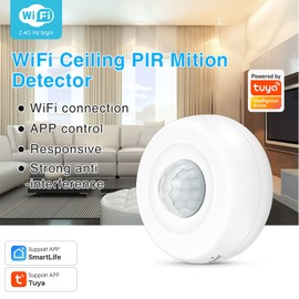 WiFi Smart Motion Sensor: Wireless PIR Motion Detector, Indoor Infrared Sensor with Free App Alerts, 360 Degree Detection Range, No Hub Required, Home Security Alarm Compatible with Alexa