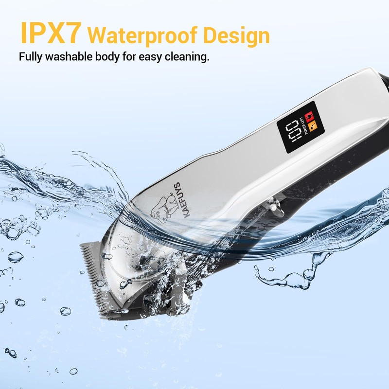 KAEFUYS Dog Clippers IPX7 Waterproof Dog Cat Professional Dog Clipper
