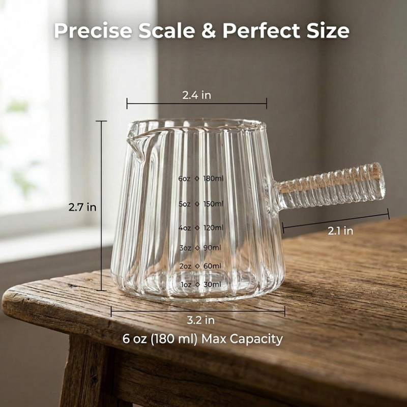 2-Pack 6oz Glass Espresso Measuring Cups with Spoons