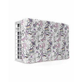 Floral Plant Indoor Air Conditioner Cover for Window Units, Double Insulation Adjustable Waterproof Indoor AC Cover with Elastic Straps Wildflower Leaves Botanical Herbs 21'' x 15'' x 3.5''