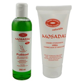 Mosadal Foot Bath 250 ml Foot Sweat Preventively Regenerates and Cream Hydratant Urea 100 ml - Tested Callus Remover for Foot Care