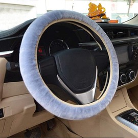 Plush Car Steering Wheel Cover Universal Soft Steering Wheel Protector Anti-Slip Winter Car Interior Decoration Supplies Elastic Comfortable Steering Wheel Accessories for Women Men Cars Trucks Van