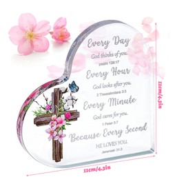Christliches Geschenk für Frauen, Herzförmiges Acryl Plakette Dekoration, Dekorative Ornamente, Geburtstag Personalisiert, Inspirierende Geschenke für Frauen Geburtstagsgeschenk Muttertagsgeschenke