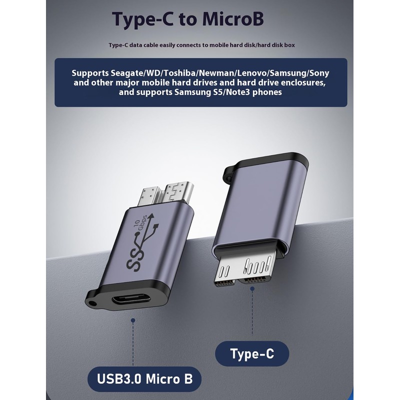 WITRN Micro USB B to USB A/C Male Adapter,USB 3.0