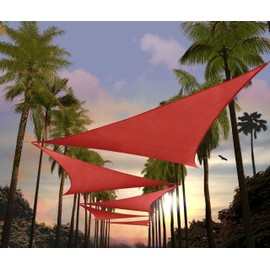 Amgo Custom Size 25' x 25' x 25' Red Triangle Sun Shade Sail UPF50+ AGTAPT24, Order to Make Canopy Awning, 95% UV Blockage, Water & Air Permeable, Commercial Standard (We Customize)