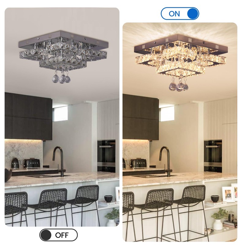 CXGLEAMING 11.8" Modern Crystal Chandelier LED Ceiling Light Fixture Suitable