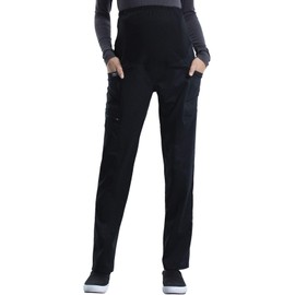 Cherokee Women Scrubs Pant Workwear Revolution Maternity Straight Leg WW155P, XL Petite, Black