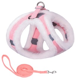 FUNAT Winter Harness for Pets, Dog Vest Style Plush Chest Strap, Reflective Dog Harness for Autumn and Winter